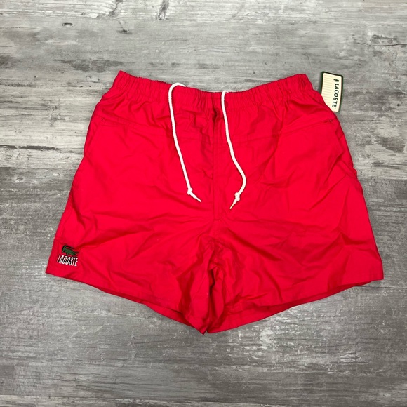 VTG NWT Lacoste Red 1980’s Swim Trunks size M